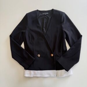 Boston Proper- Black & White- Blazer- Double Breasted-Colorblock-Preppy-Size S